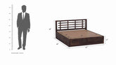 Prio Solid Sheesham Wood Bed With Box Storage (King Size, Walnut Finish)